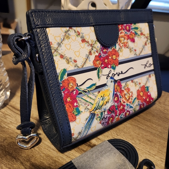 Brighton navy floral FASHION GARDEN SMALL SHOULDER BAG crossbody purse MINI - Picture 6 of 6